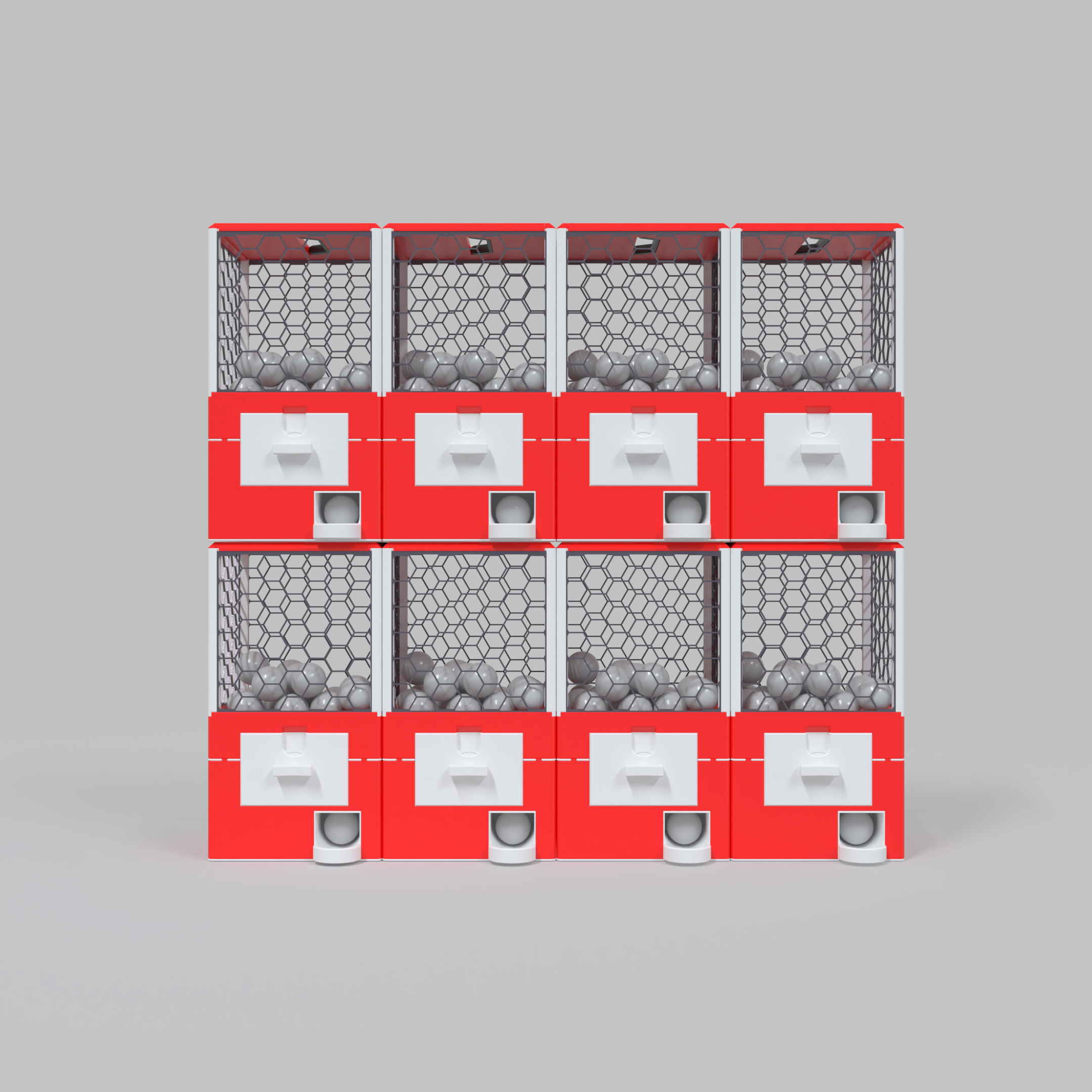 GachaPop machines stacked into an 8-cell vending wall